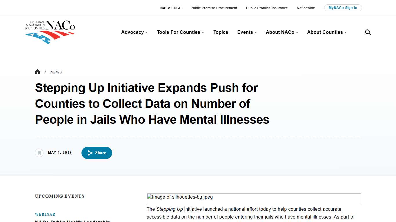Stepping Up Initiative Expands Push for Counties to Collect Data on Number of People in Jails Who Have Mental Illnesses National Association of Counties