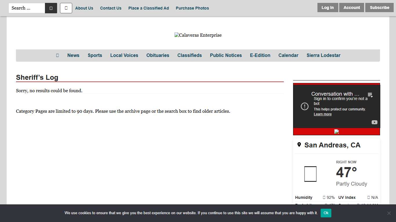 Sheriff's Log - Calaveras Enterprise